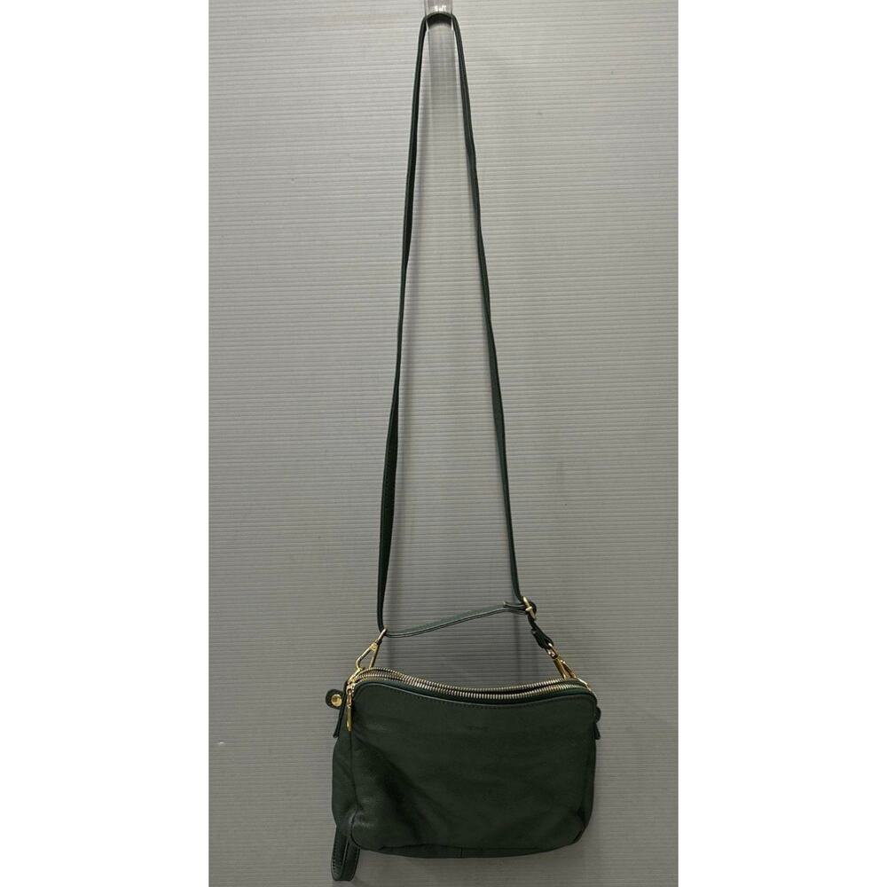 MINOOY BALI DARK GREEN LEATHER THREE LAYER CROSSBODY SHOULDER BAG